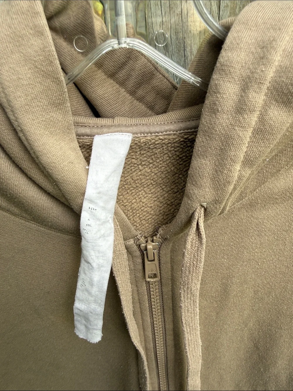 Alo Yoga Everyday Full Zip Hoodie Gravel tan sand M